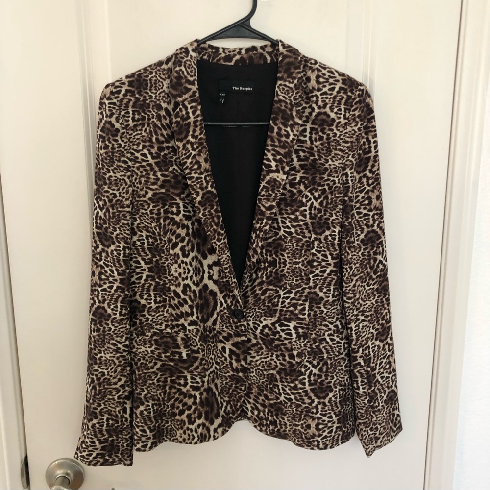 The Kooples Cheetah Animal Print Blazer Jacket L Silky top leopard lined